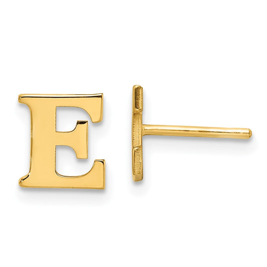 Sterling Silver Gold-plated Letter E Initial Post Earrings