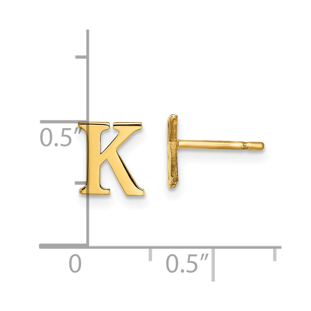Sterling Silver Gold-plated Letter K Initial Post Earrings