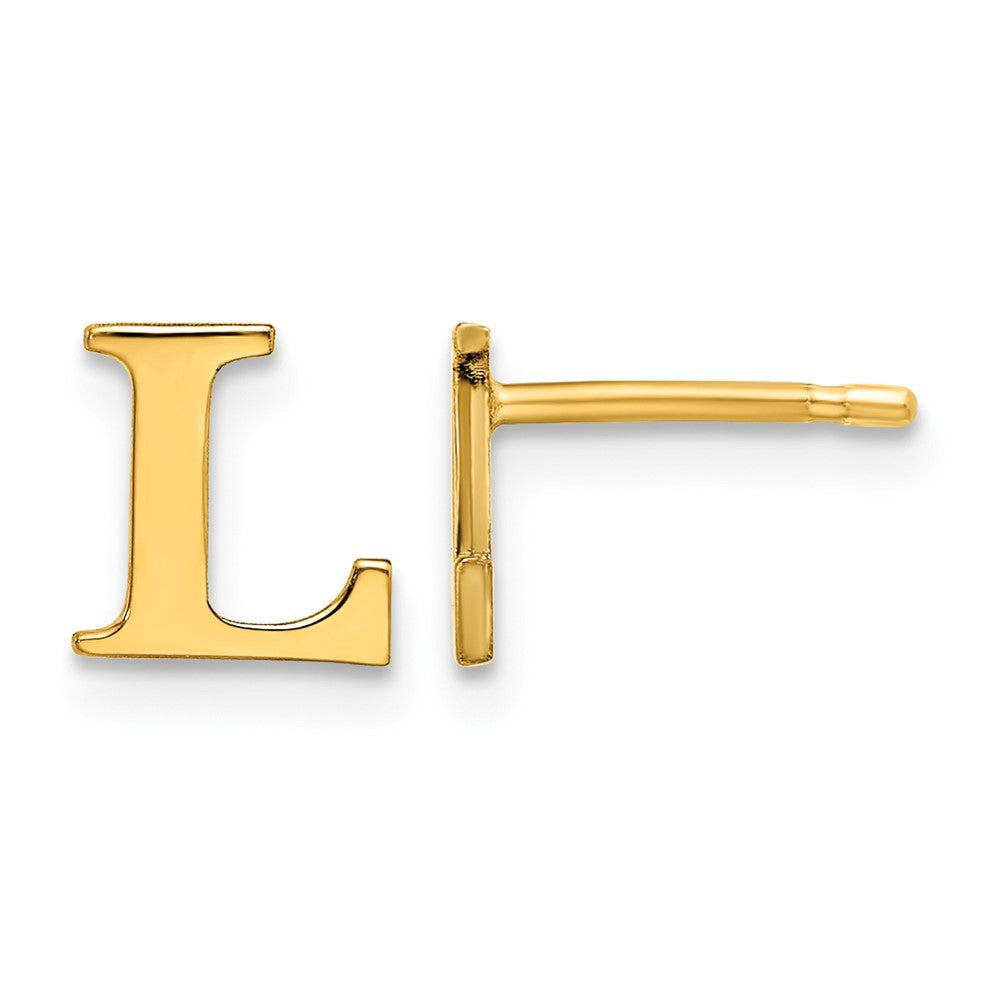 Sterling Silver Gold-plated Letter L Initial Post Earrings