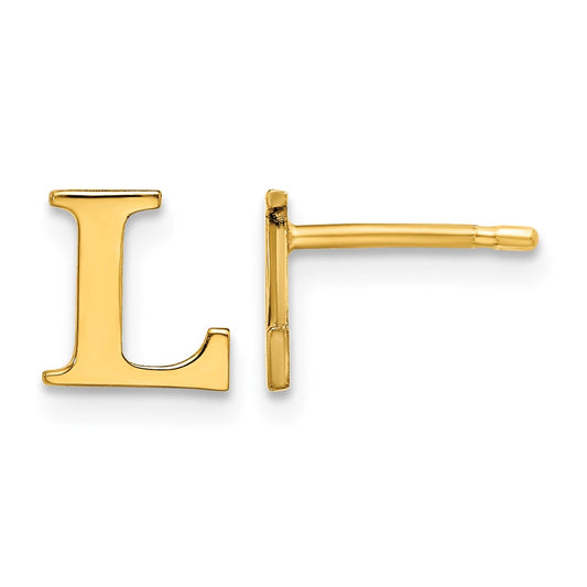 Sterling Silver Gold-plated Letter L Initial Post Earrings