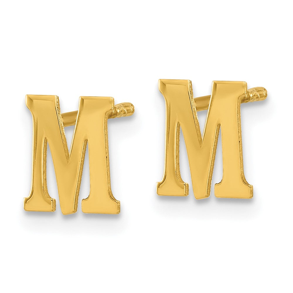 Sterling Silver Gold-plated Letter M Initial Post Earrings