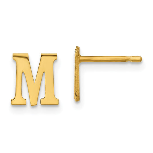 Sterling Silver Gold-plated Letter M Initial Post Earrings