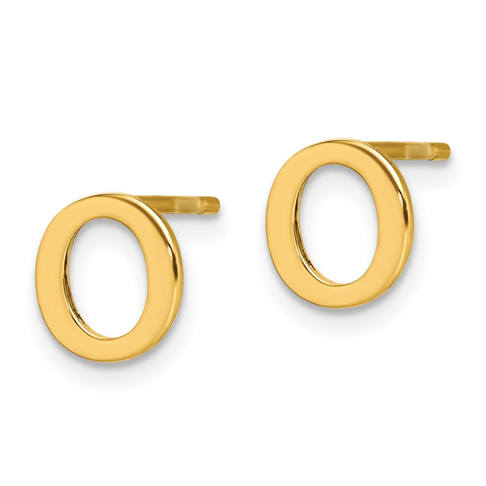 Sterling Silver Gold-plated Letter O Initial Post Earrings