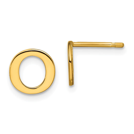 Sterling Silver Gold-plated Letter O Initial Post Earrings