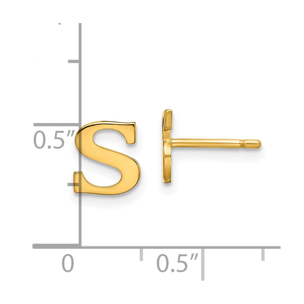 Sterling Silver Gold-plated Letter S Initial Post Earrings