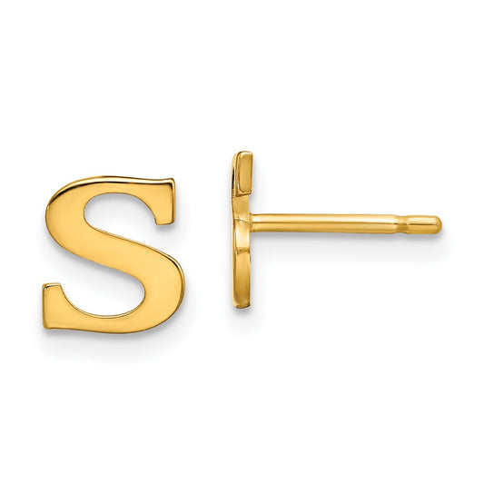 Sterling Silver Gold-plated Letter S Initial Post Earrings