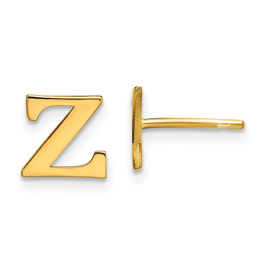 Sterling Silver Gold-plated Letter Z Initial Post Earrings