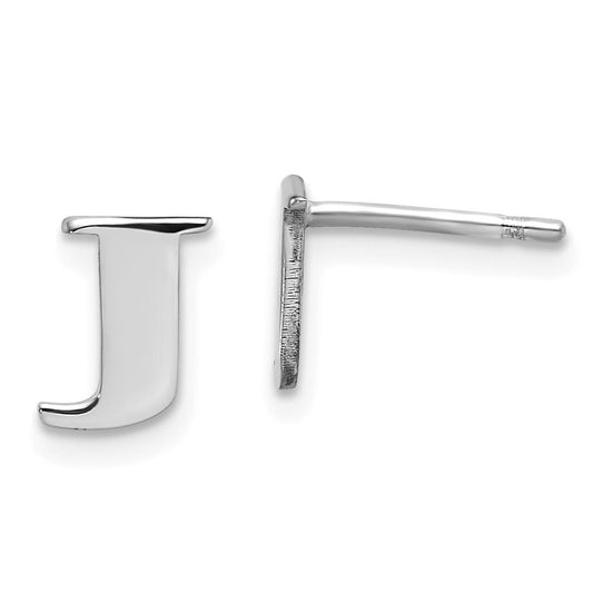 Sterling Silver Rhodium-plated Letter J Initial Post Earrings