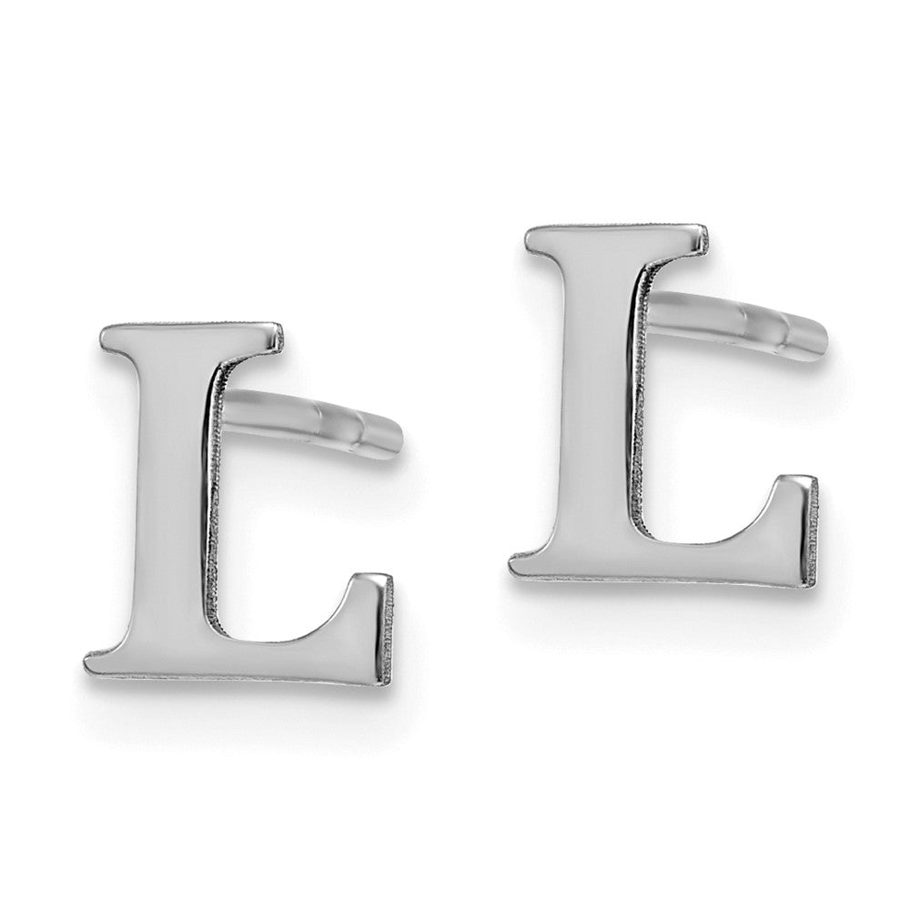 Sterling Silver Rhodium-plated Letter L Initial Post Earrings