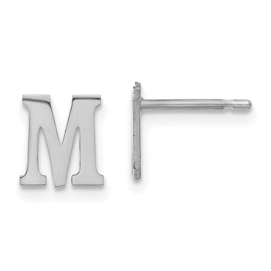 Sterling Silver Rhodium-plated Letter M Initial Post Earrings