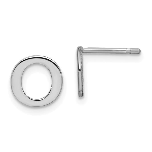 Sterling Silver Rhodium-plated Letter O Initial Post Earrings