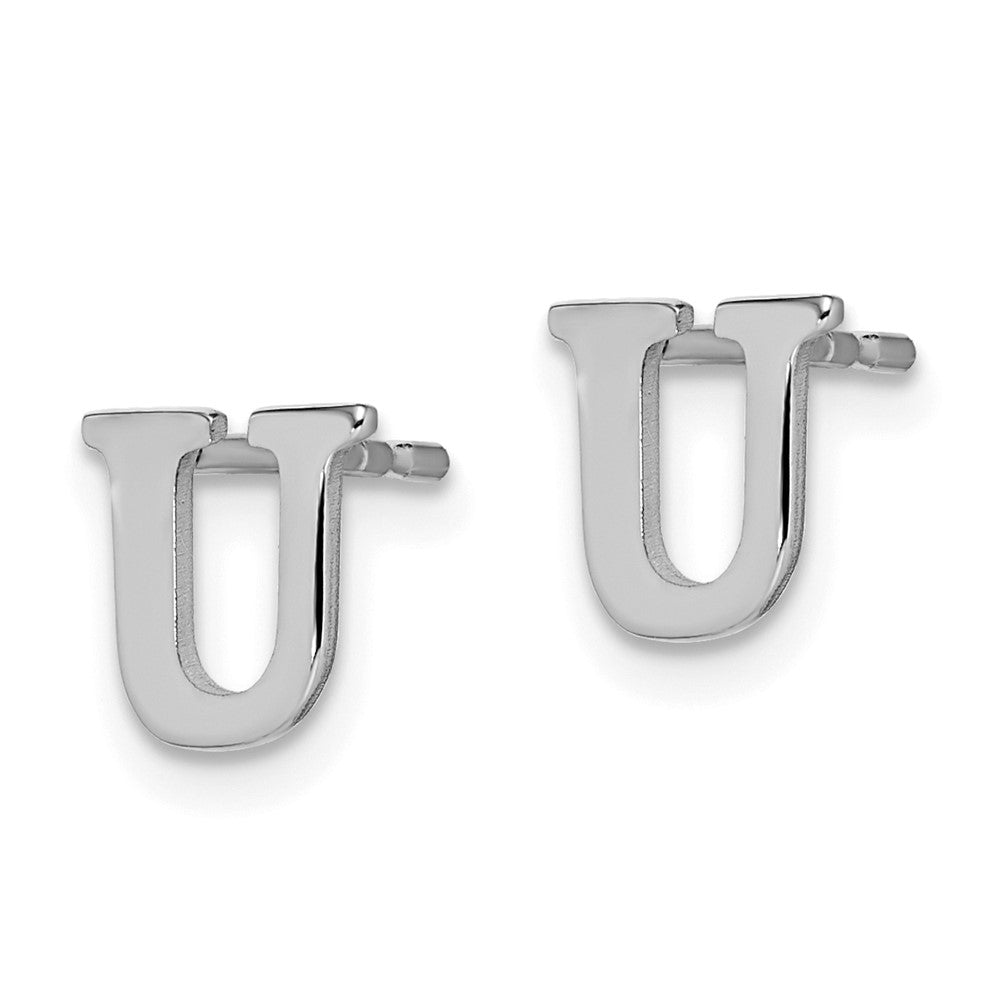 Sterling Silver Rhodium-plated Letter U Initial Post Earrings
