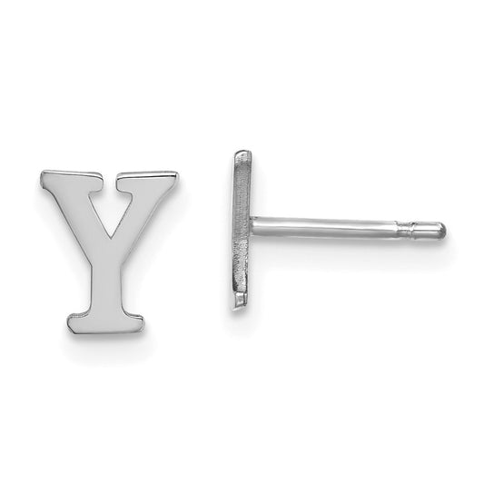 Sterling Silver Rhodium-plated Letter Y Initial Post Earrings