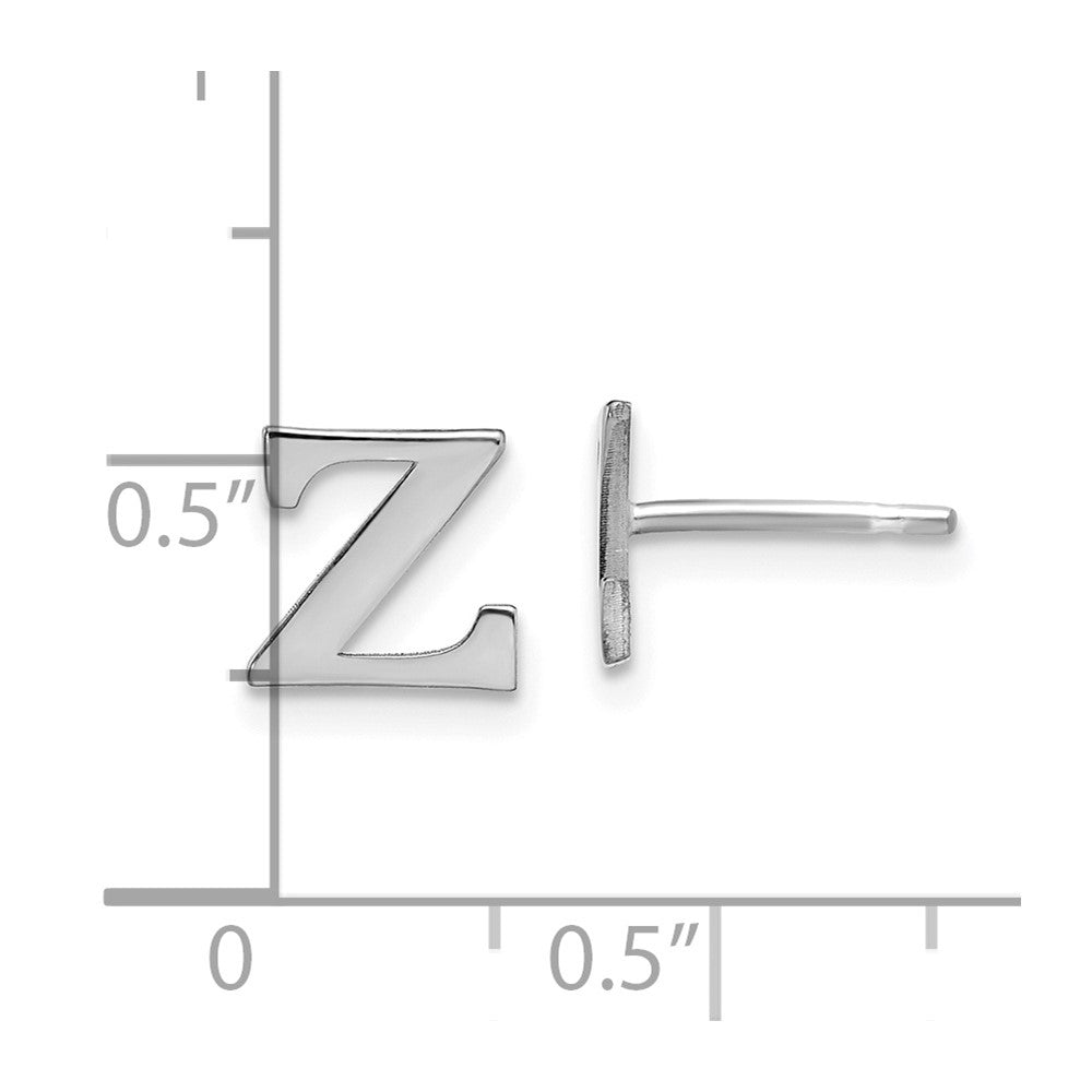 Sterling Silver Rhodium-plated Letter Z Initial Post Earrings