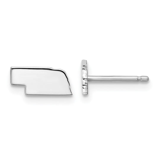 Sterling Silver/Rhodium-plated Nebraska State Earrings