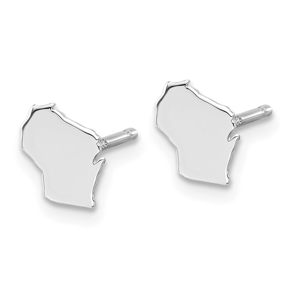Sterling Silver/Rhodium-plated Wisconsin State Earrings