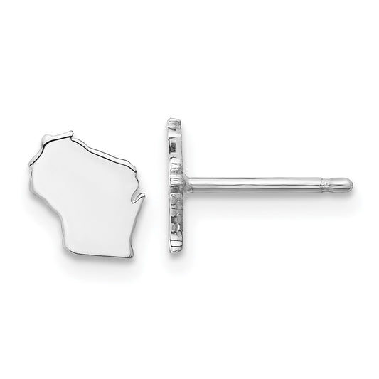 Sterling Silver/Rhodium-plated Wisconsin State Earrings