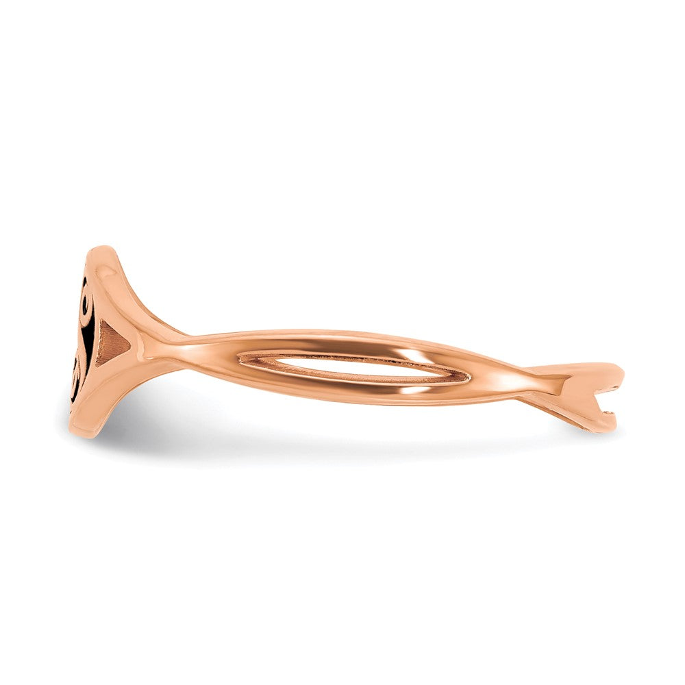 SS/Rose-plated Twisted Band with Epoxy Monogram Ring