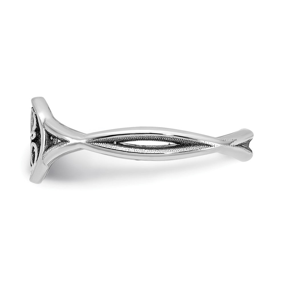 SS/Rhodium-plated Twisted Band with Epoxy Monogram Ring