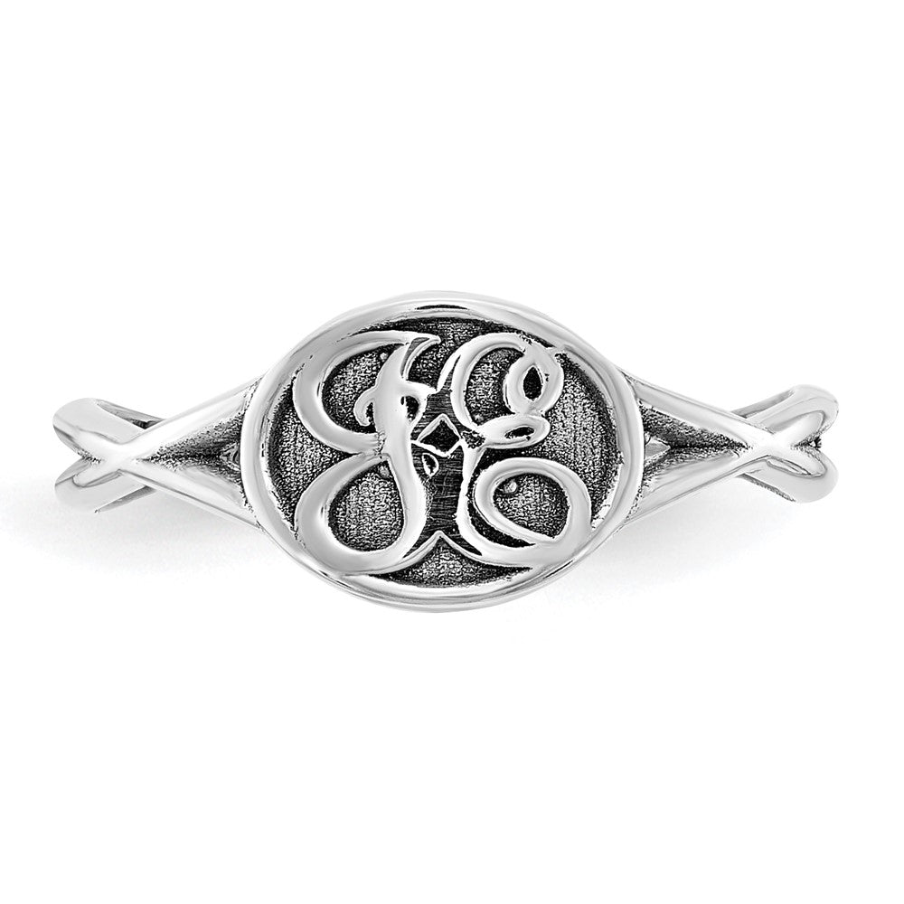 SS/Rhodium-plated Twisted Band with Epoxy Monogram Ring