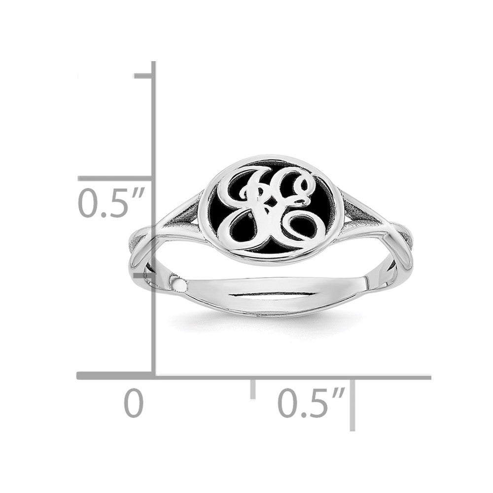 10k White Gold Twisted Band with Epoxy Monogram Ring