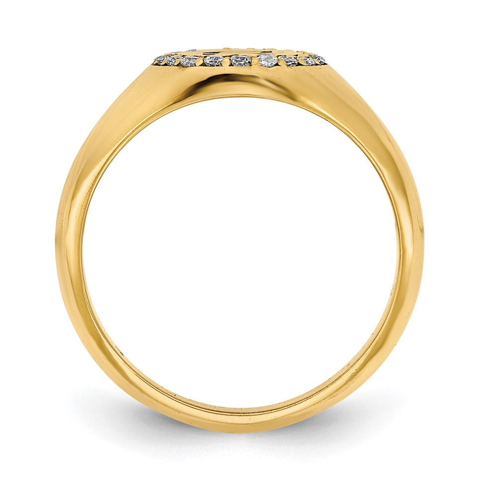 14k Yellow Gold Classic Initial Oval with Diamond Ring
