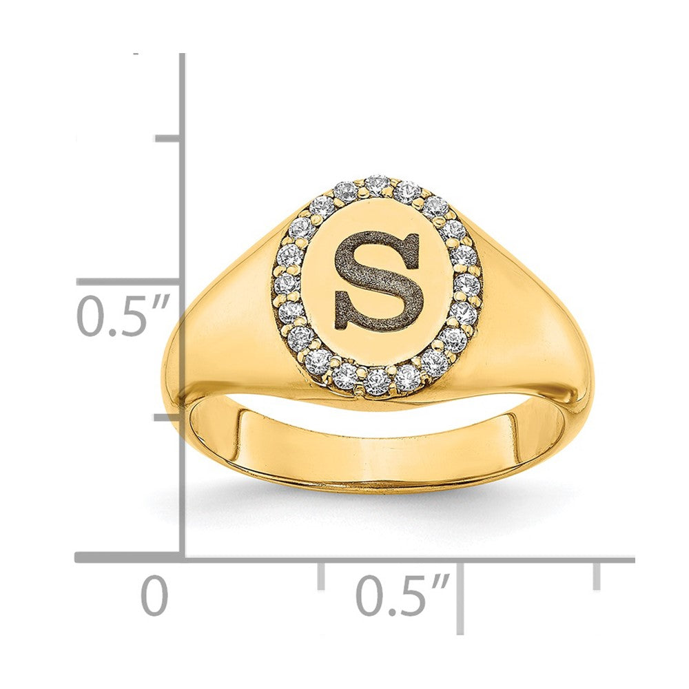 14k Yellow Gold Classic Initial Oval with Diamond Ring