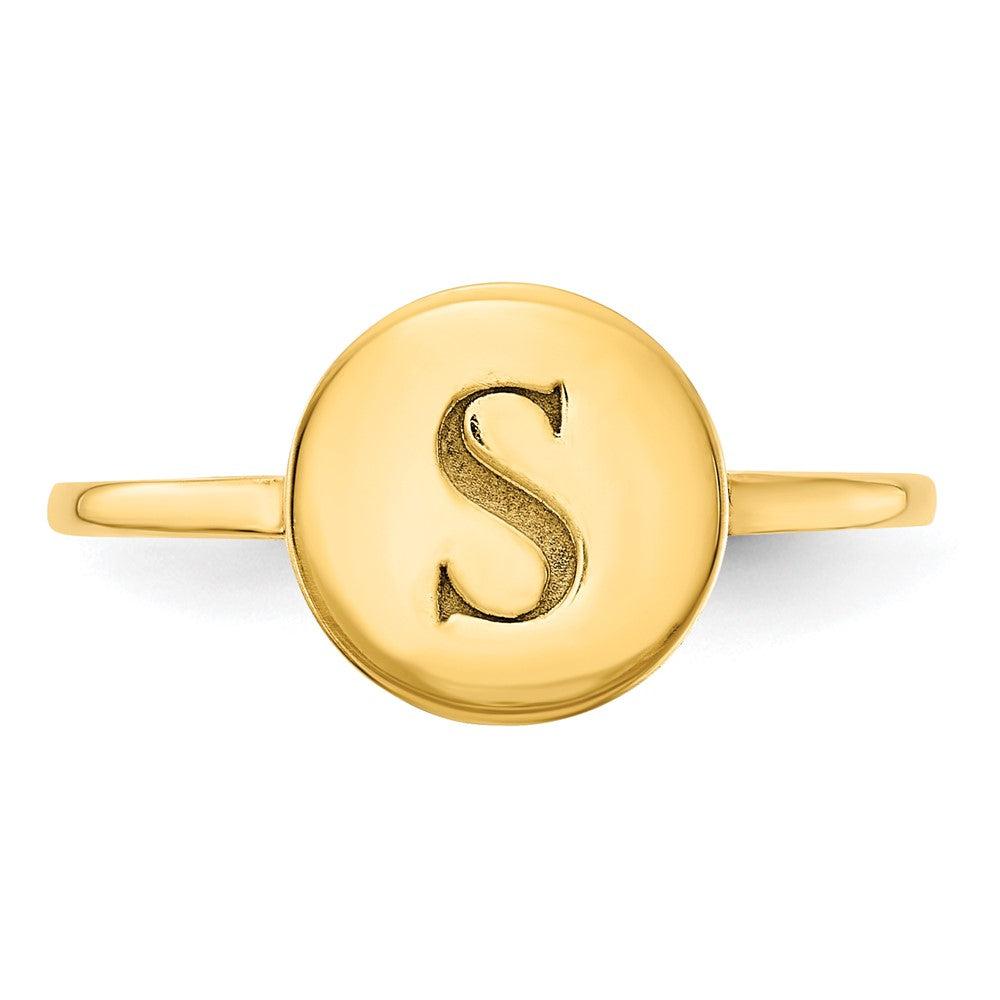 14k Yellow Gold Round Initial Ring
