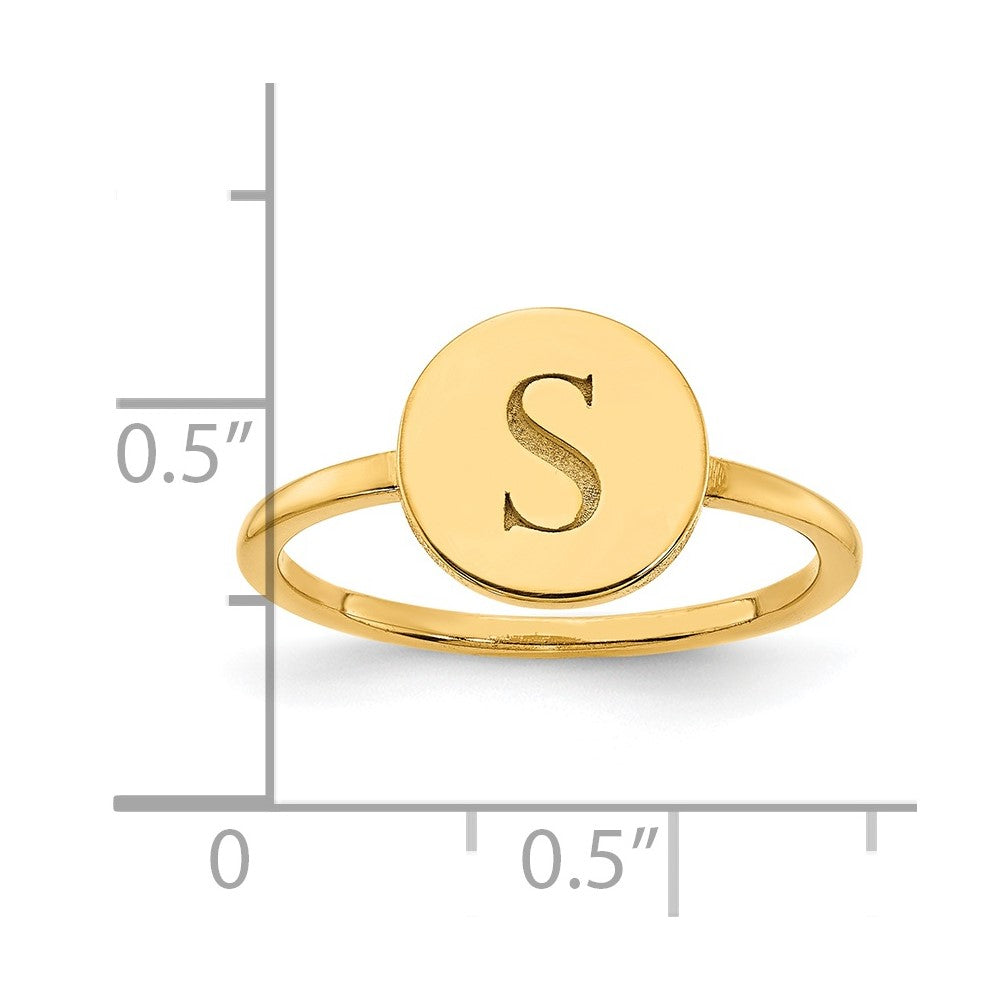 14k Yellow Gold Round Initial Ring