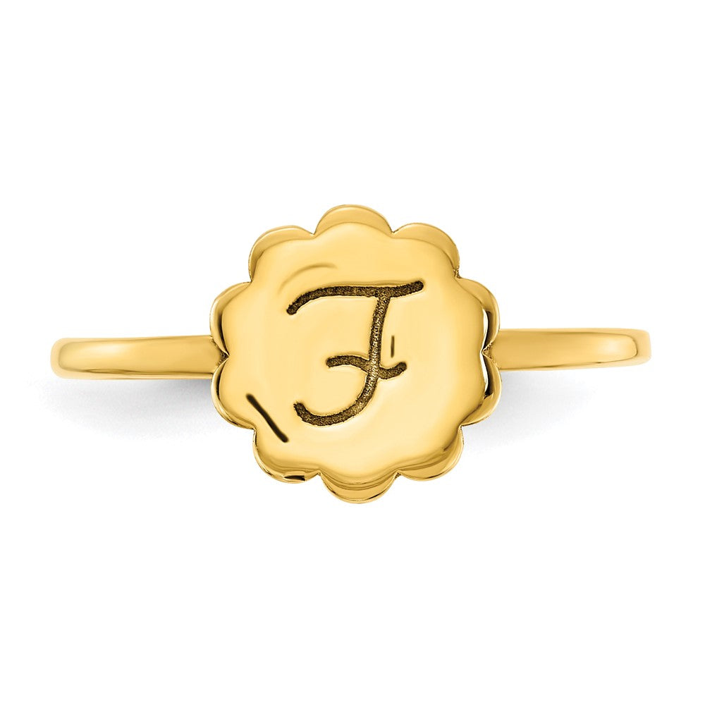 14k Yellow Gold Initial Flower Ring