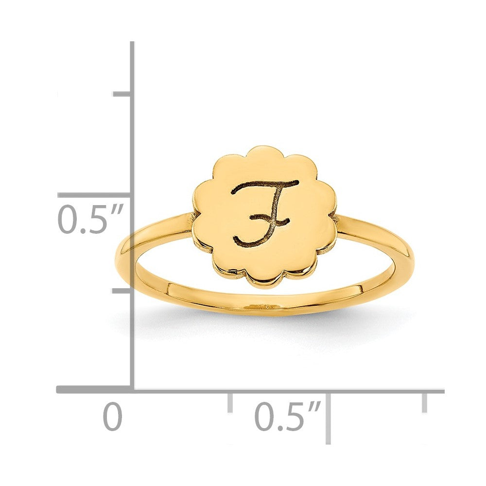 14k Yellow Gold Initial Flower Ring