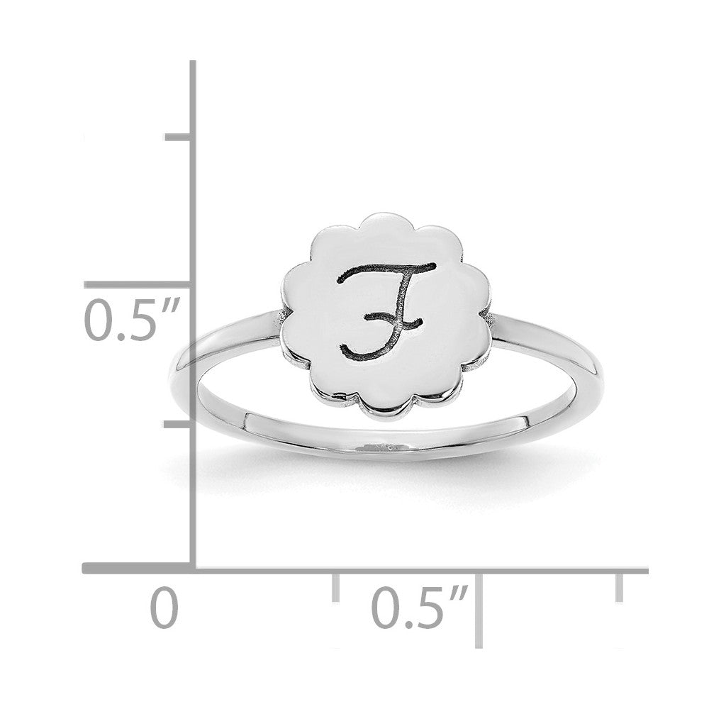 14k White Gold Initial Flower Ring