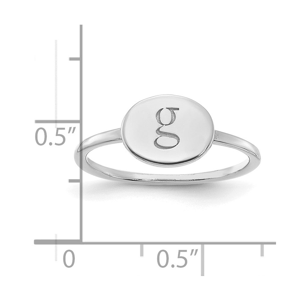 10k White Gold Oval Initial Ring