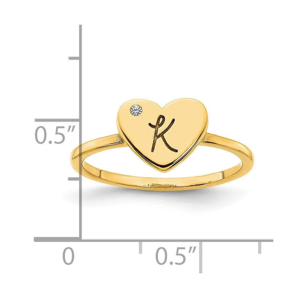14k Yellow Gold Initial with Diamond Ring