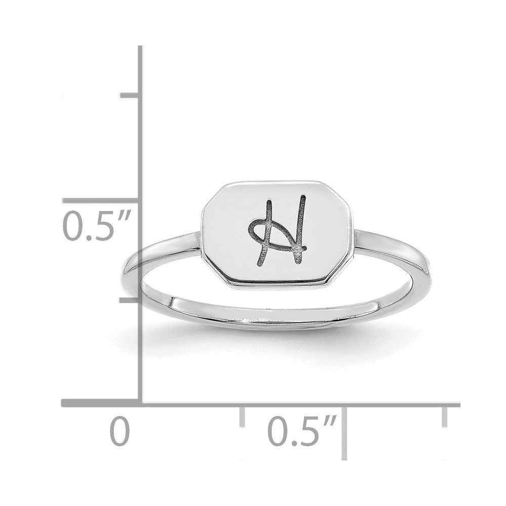 14k White Gold Initial Ring