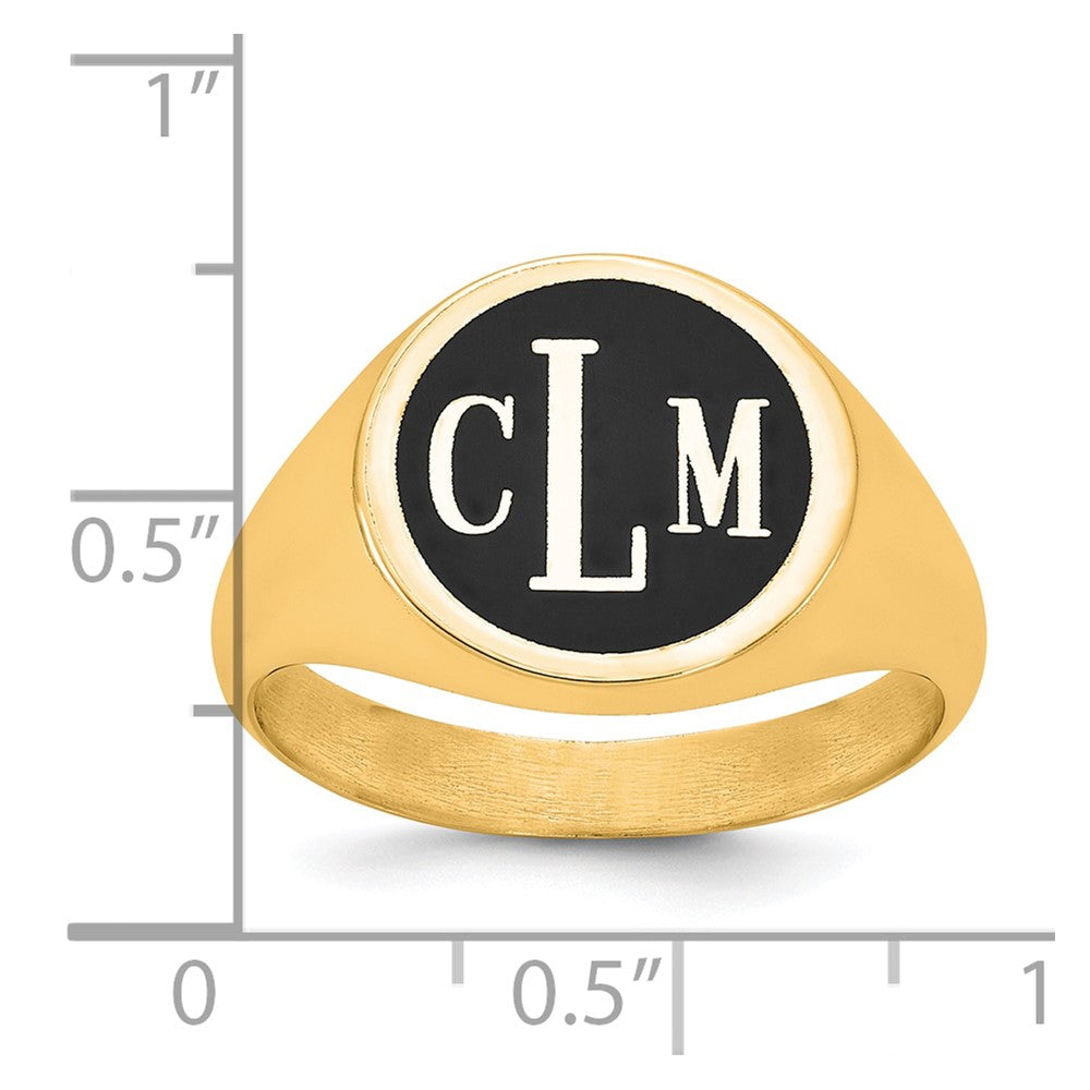 14k Yellow Gold with Epoxy Monogram Ring