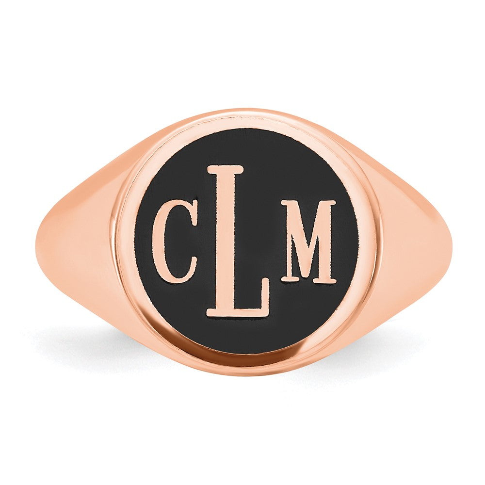 Sterling Silver/Rose-plated with Epoxy Monogram Ring