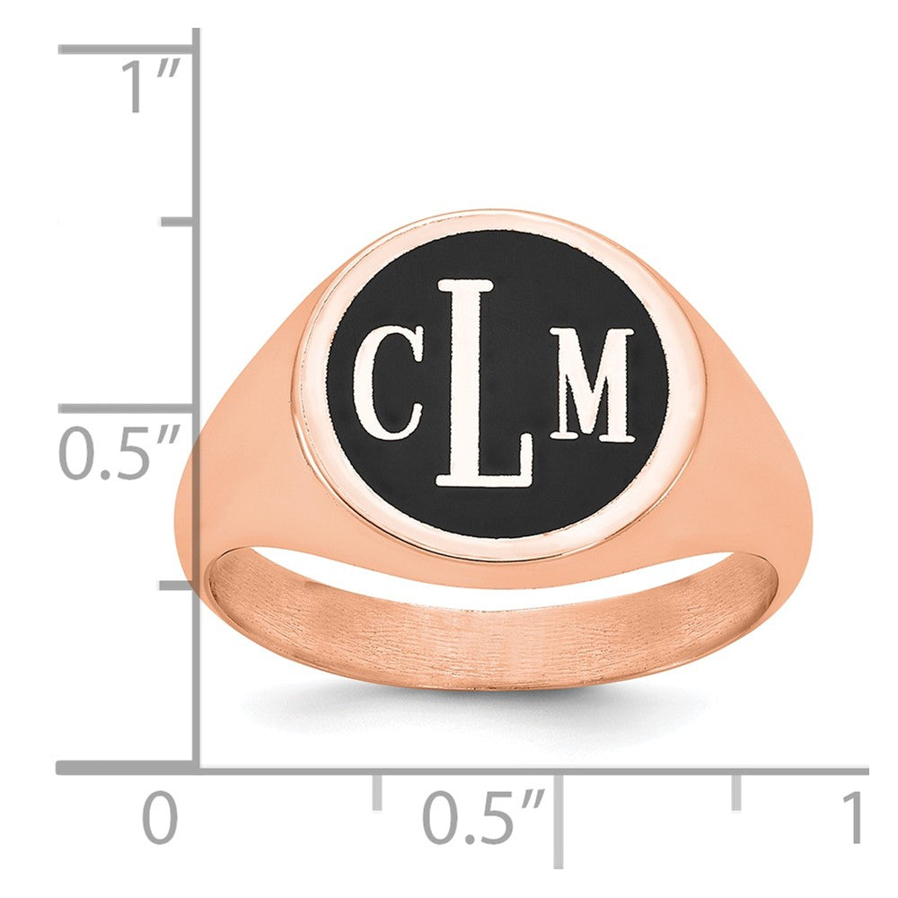 Sterling Silver/Rose-plated with Epoxy Monogram Ring
