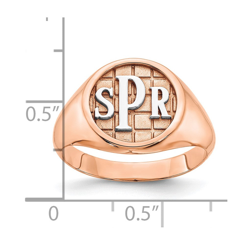 14k Rose Gold Textured Monogram Signet Ring