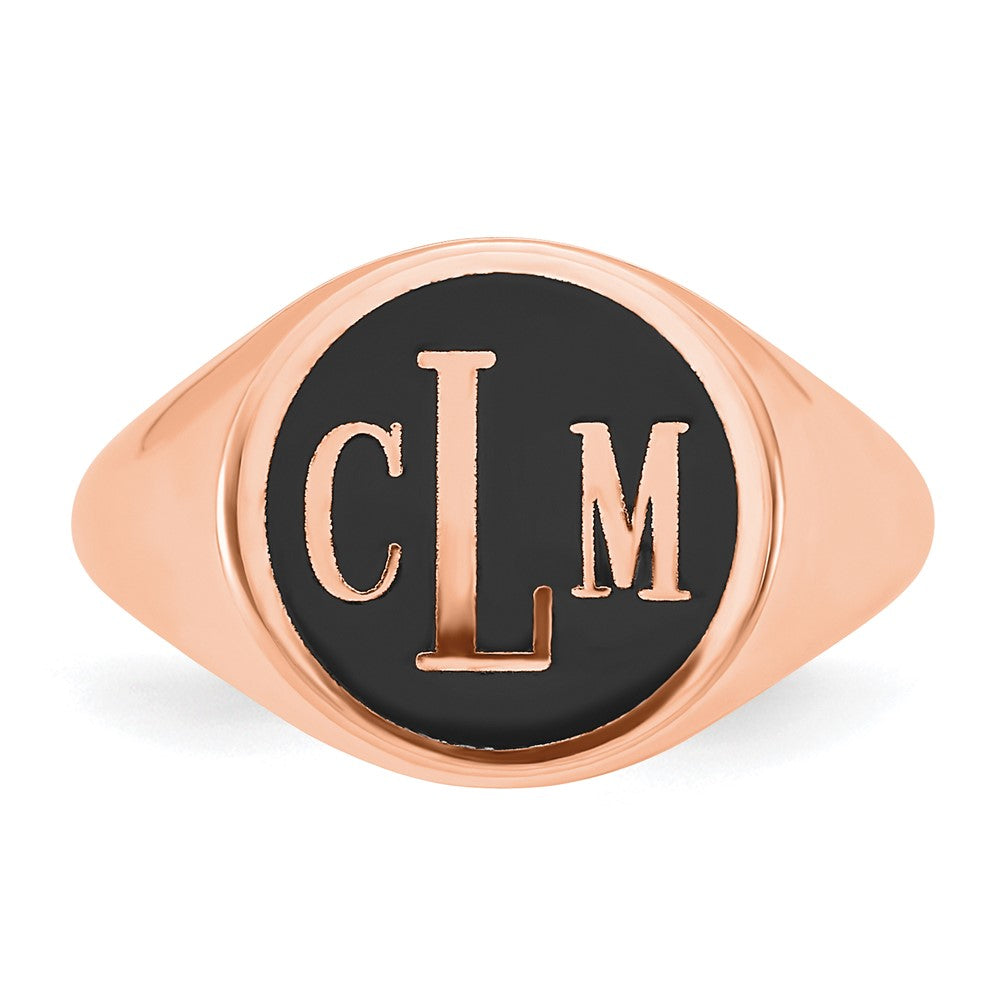 Sterling Silver/Rose-plated with Epoxy Monogram Ring