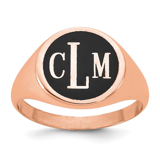 14k Rose Gold with Epoxy Monogram Ring