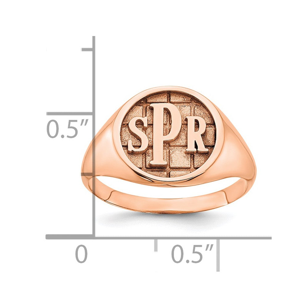 Sterling Silver/Rose-plated Textured Monogram Signet Ring