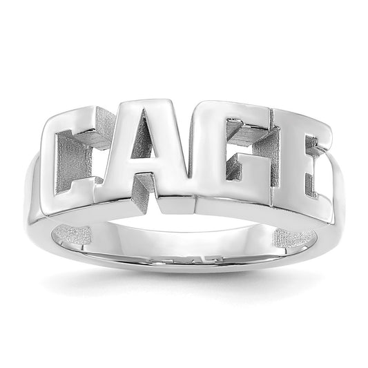 14k White Gold Cut-out Name Ring