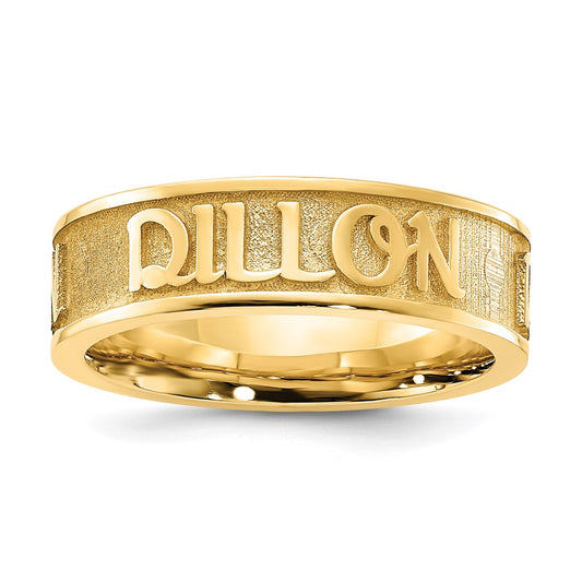 14k Yellow Gold Polished and Sandblasted Name Ring
