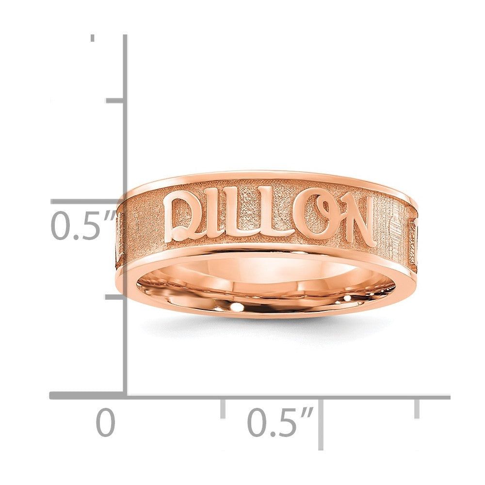 14k Rose gold Polished and Sandblasted Name Ring