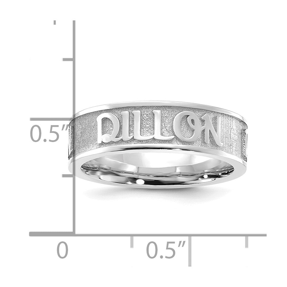 14k White Gold Polished and Sandblasted Name Ring