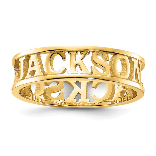 14k Yellow Gold Cut-out Name Ring