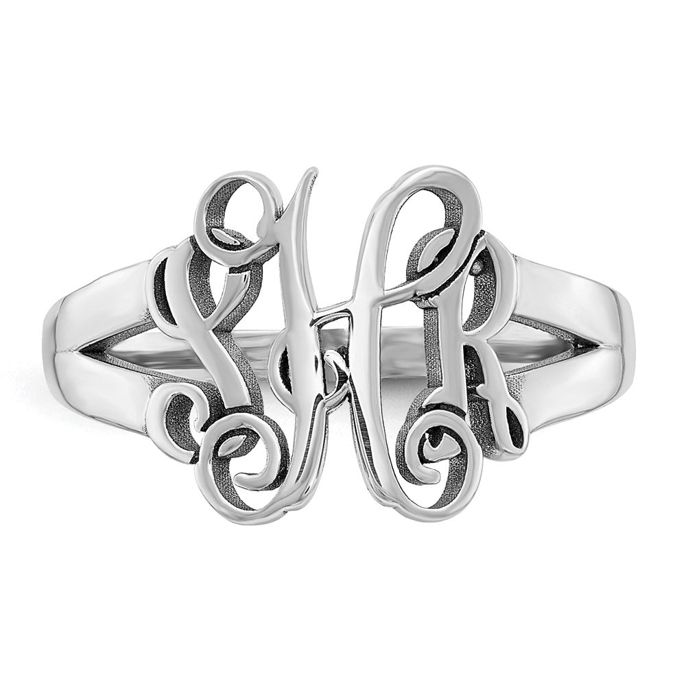Sterling Silver/Rhodium-plated Monogram Ring