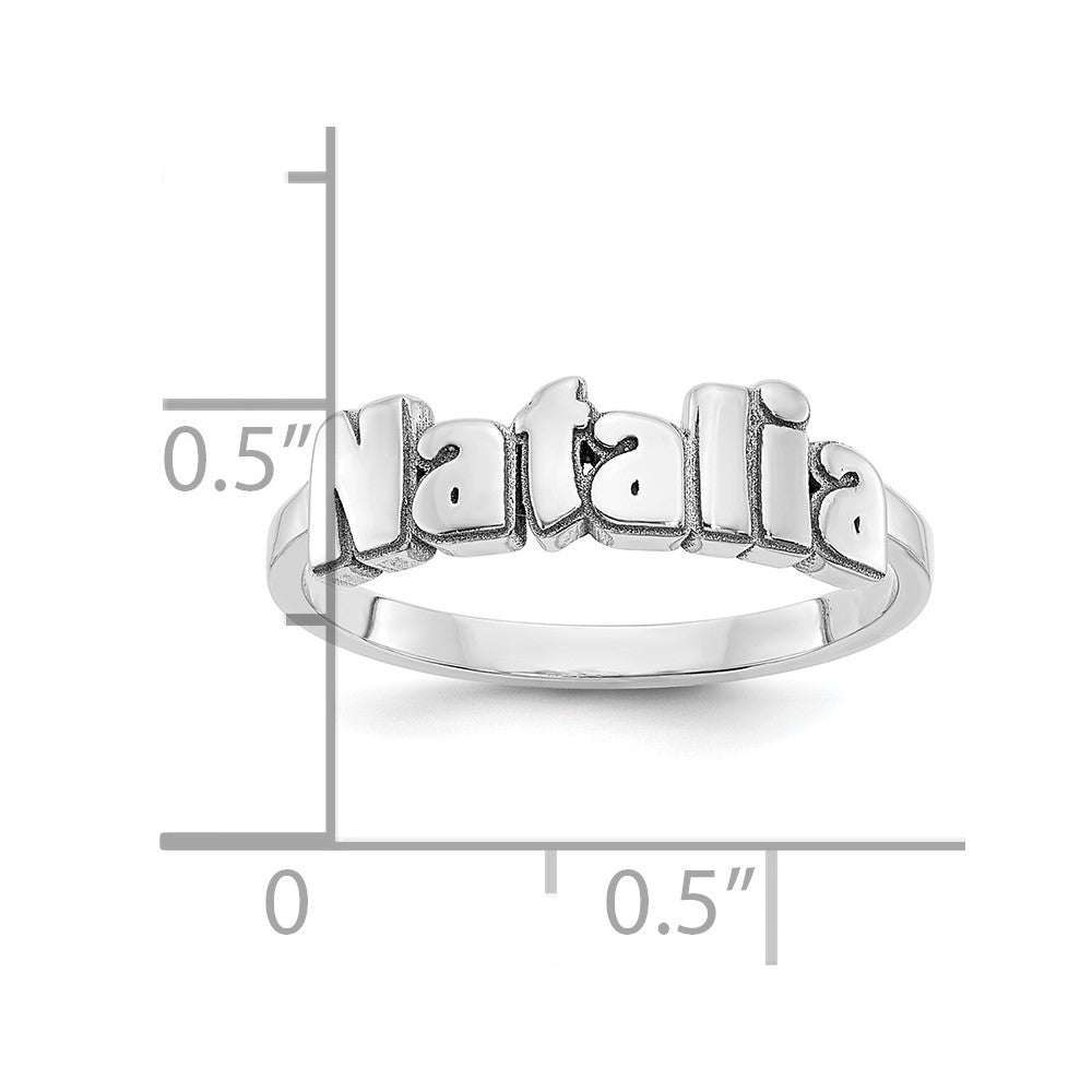 10K White Gold Polished Personalized Name Ring