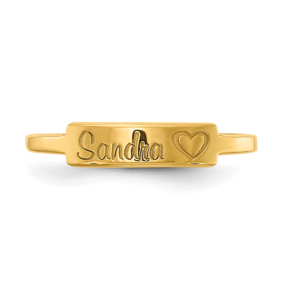 14k Yellow Gold Heart and Name Bar Ring